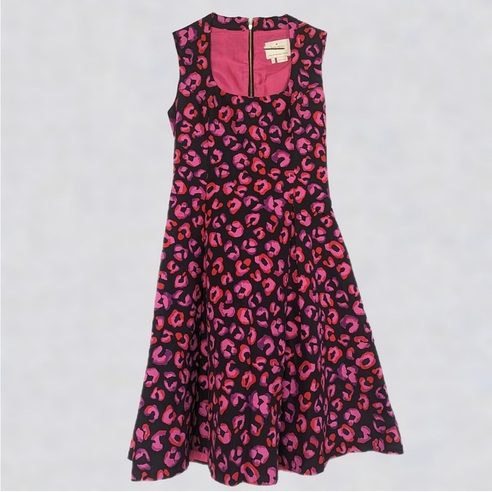 ♠️EUC Kate Spade Kimi Leopard Dress Sleeveless A-line Pink Red Purple Size 2